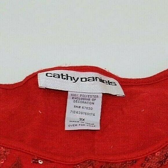 Cathy Daniels Women's Red Blouse Short Sleeve Print Business Size 3X - Picture 2 of 6